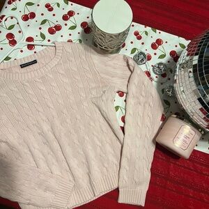 Brandy Melville Light Pink Cable Knit Sweater